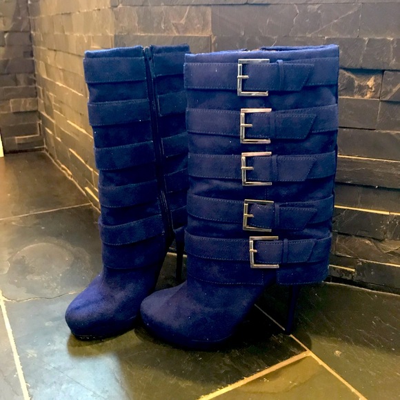 Royal Blue Balmain Inspired Boots - Picture 1 of 3